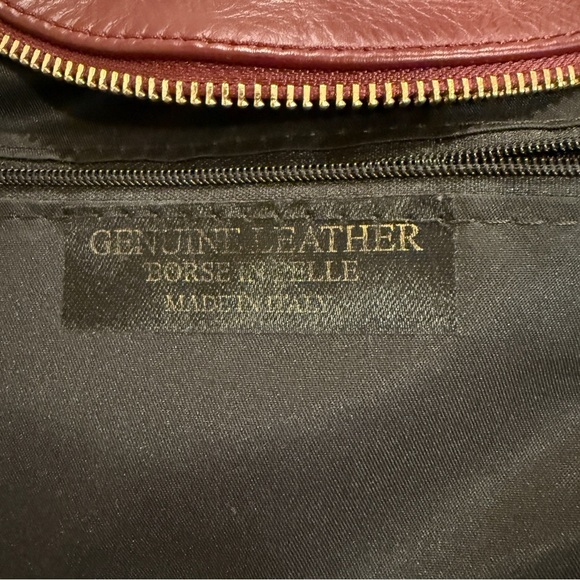 Vera Pelle Soft Leather Crossbody with Tassel Burgundy - Borse in Pelle handbag - Picture 8 of 9